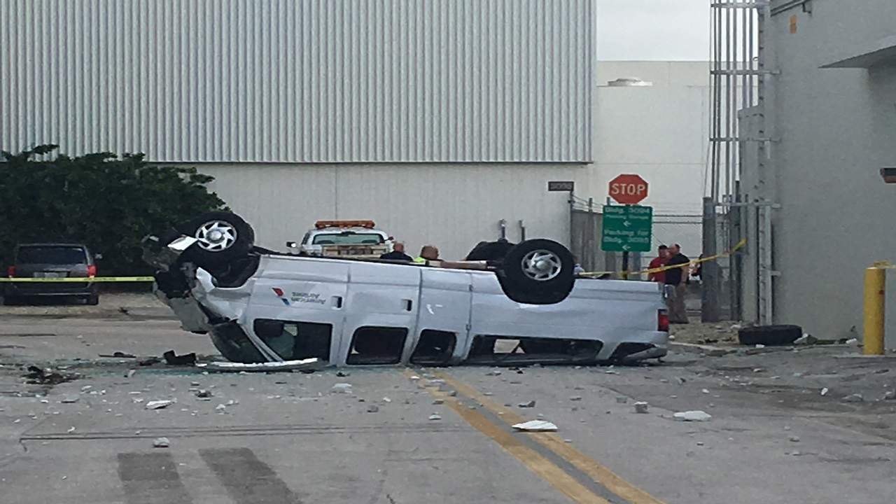 Van Falls From Fourth Floor Of Parking Garage At Miami International Airport