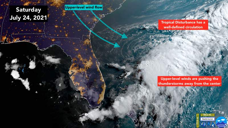 Expect periods of heavy rain related to well-developed tropical disturbance