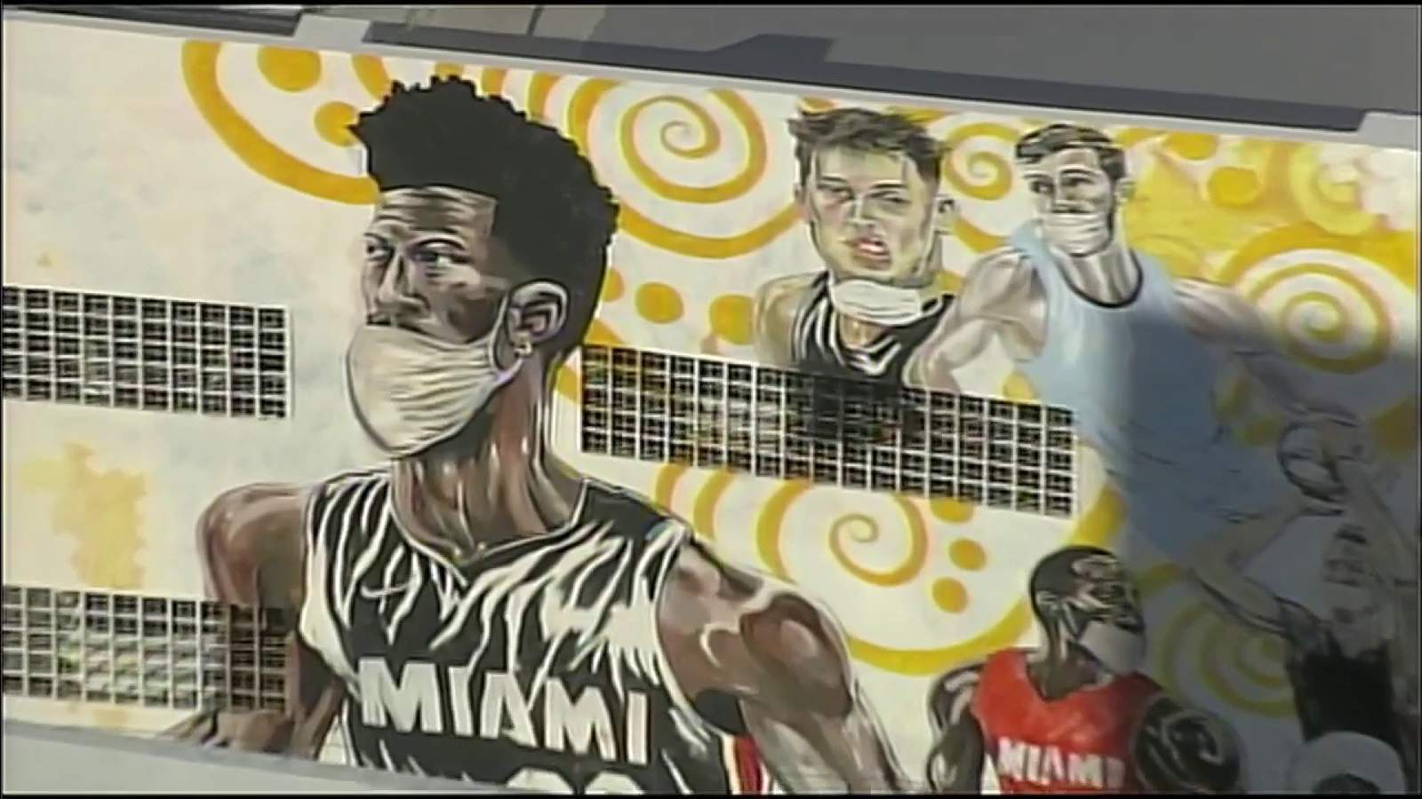 60-foot Wynwood mural shows Miami Heat stars wearing masks