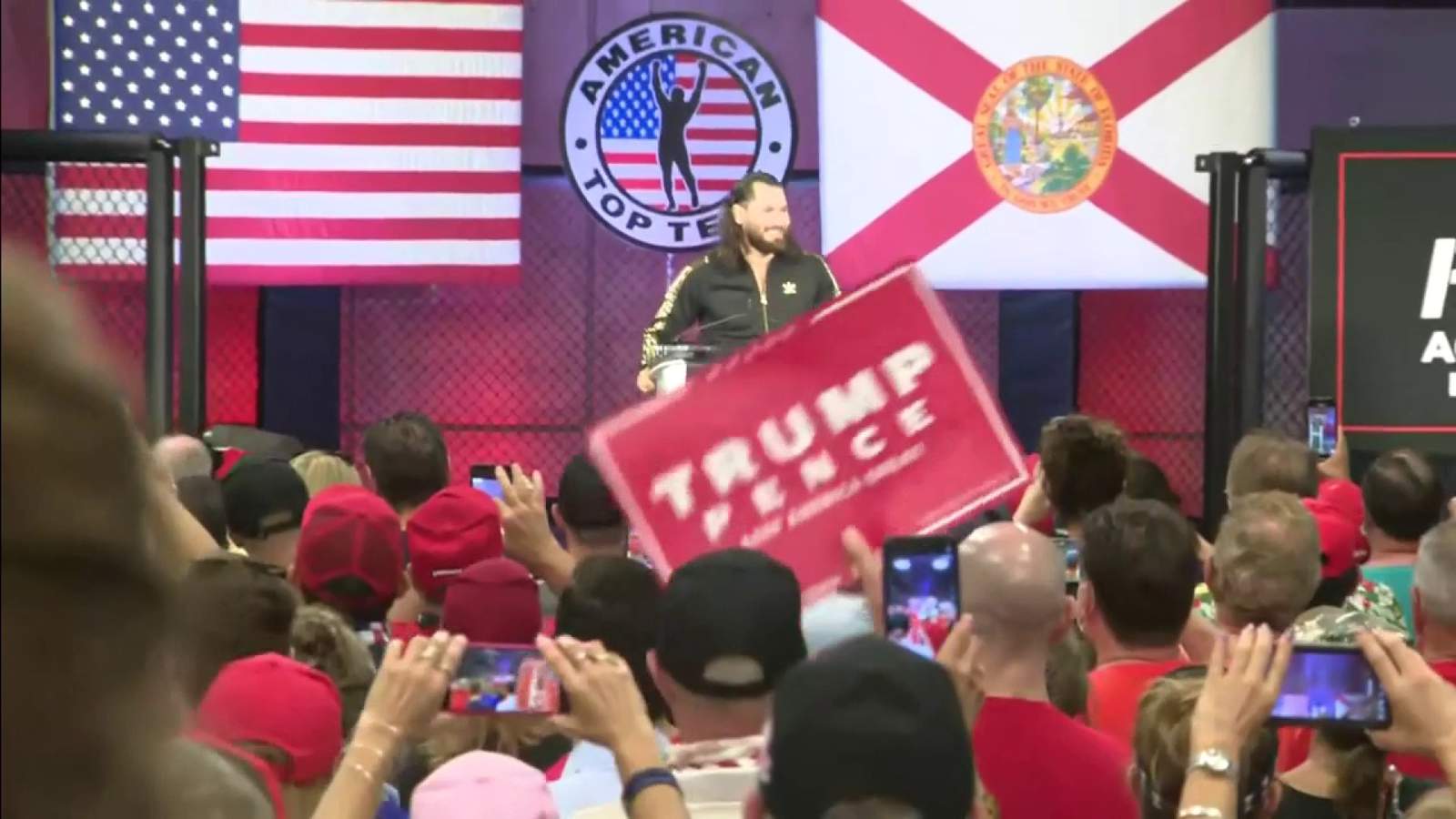 Trump Jr. campaigns for father in Coconut Creek with UFC superstar kicking off speeches