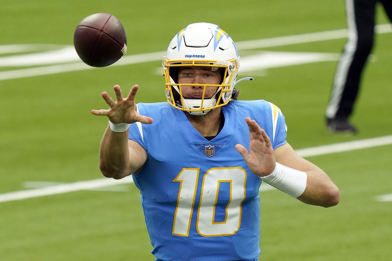 The Latest: Chargers up 39-29 on Jaguars late