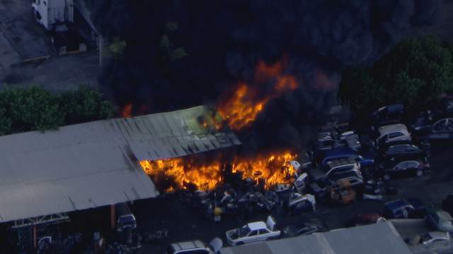 Vehicles burn at used auto parts business in Opa-locka