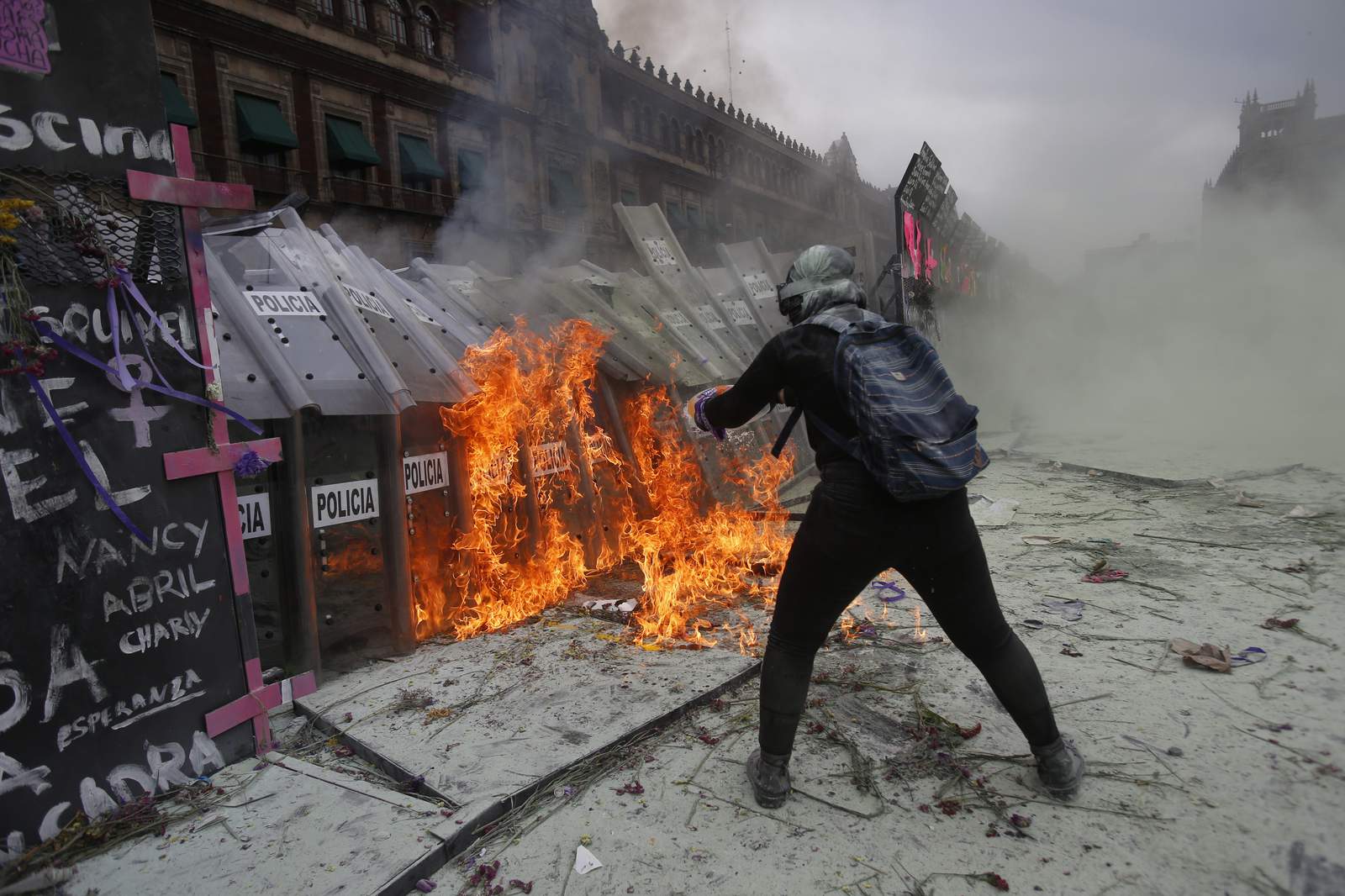 Mexican president defends record as women protest