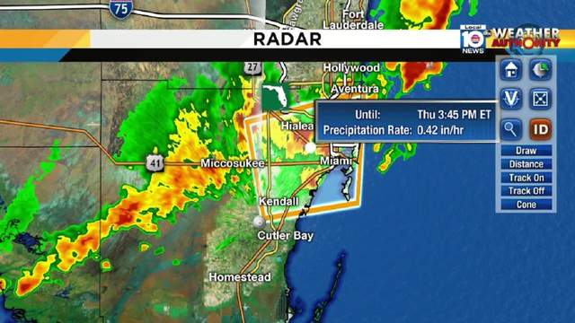 Severe thunderstorm warning issued for part of South Florida