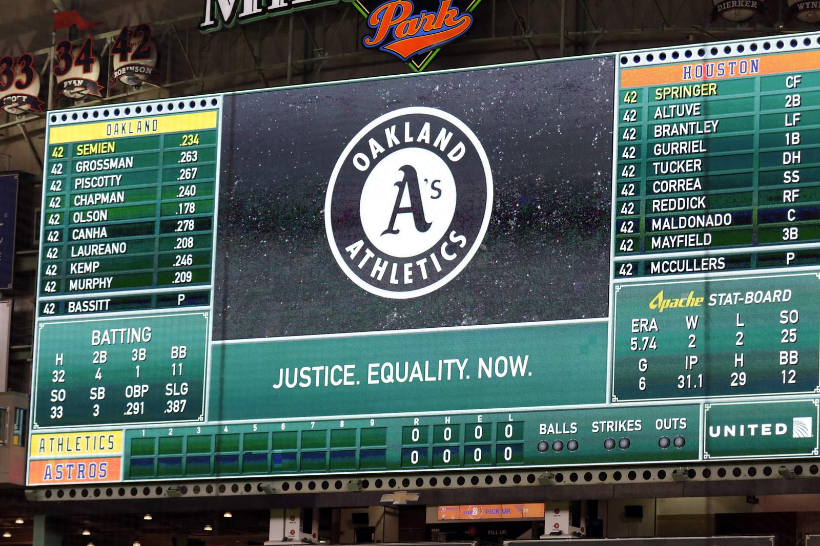 A's, Astros walk off field in protest, game postponed