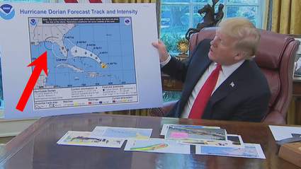 Trump Displays Altered Map To Show Hurricane Dorian Hitting Alabama