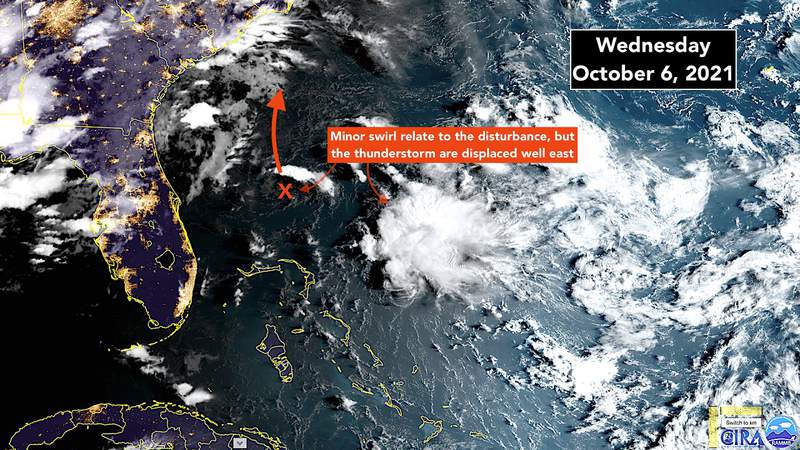 The tropics are quiet except for a weak system north of the Bahamas