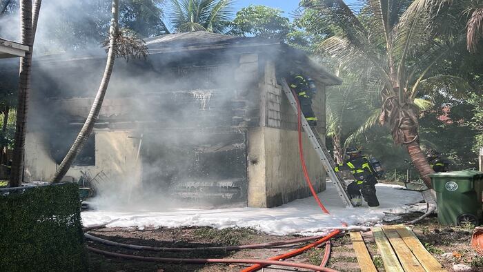 Fire erupts inside Miami home’s two-story detached garage, with living quarters