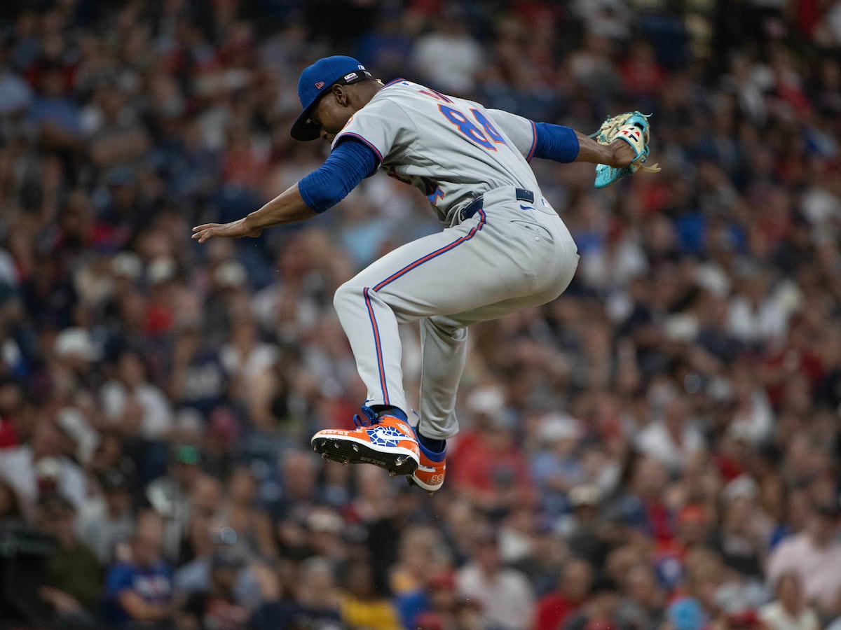 Image linked from the original feed: Mets rookie Jefry Yan has viral high-flying celebration after striking out his 1st MLB batter