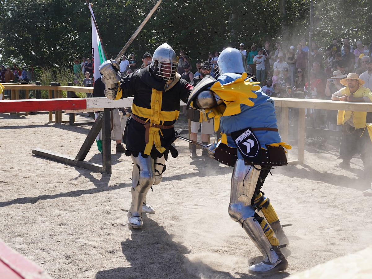 Image linked from the original feed: With swords, axes and shields, fighters go head-to-head in medieval combat world championship