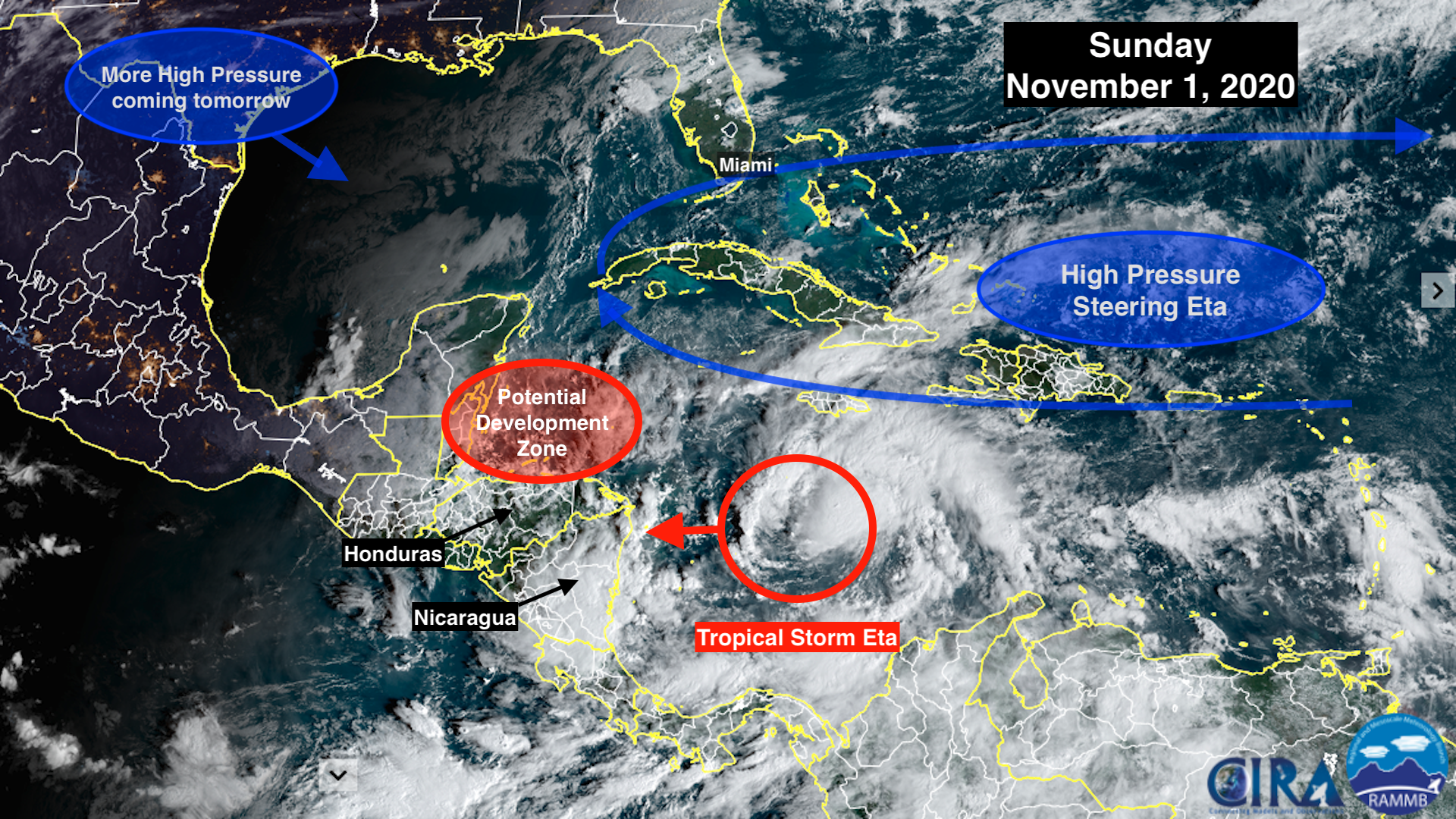Tropical Storm Eta is forecast to become a hurricane in the Caribbean ...