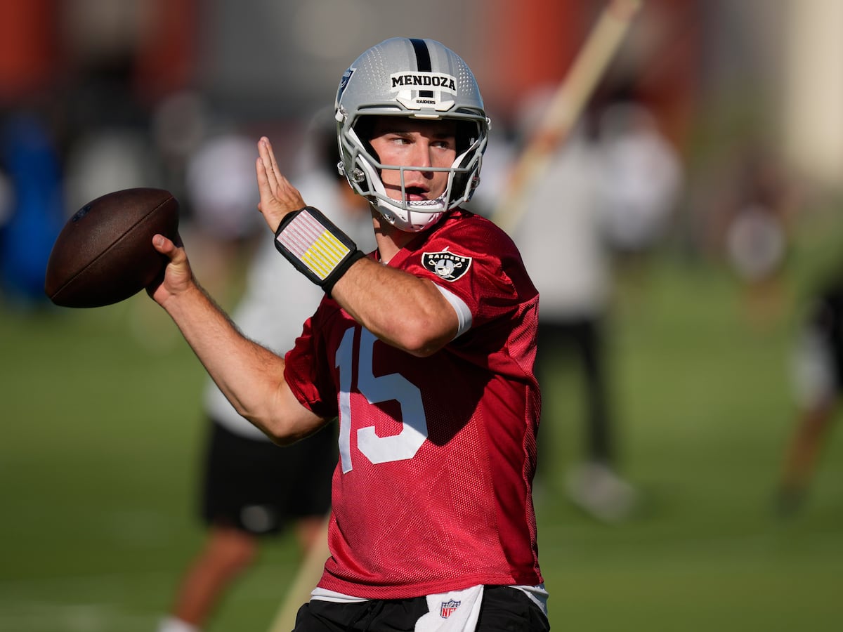 Image linked from the original feed: Kubiak opens Raiders camp with Cousins atop QB depth chart and Mendoza pushed to compete