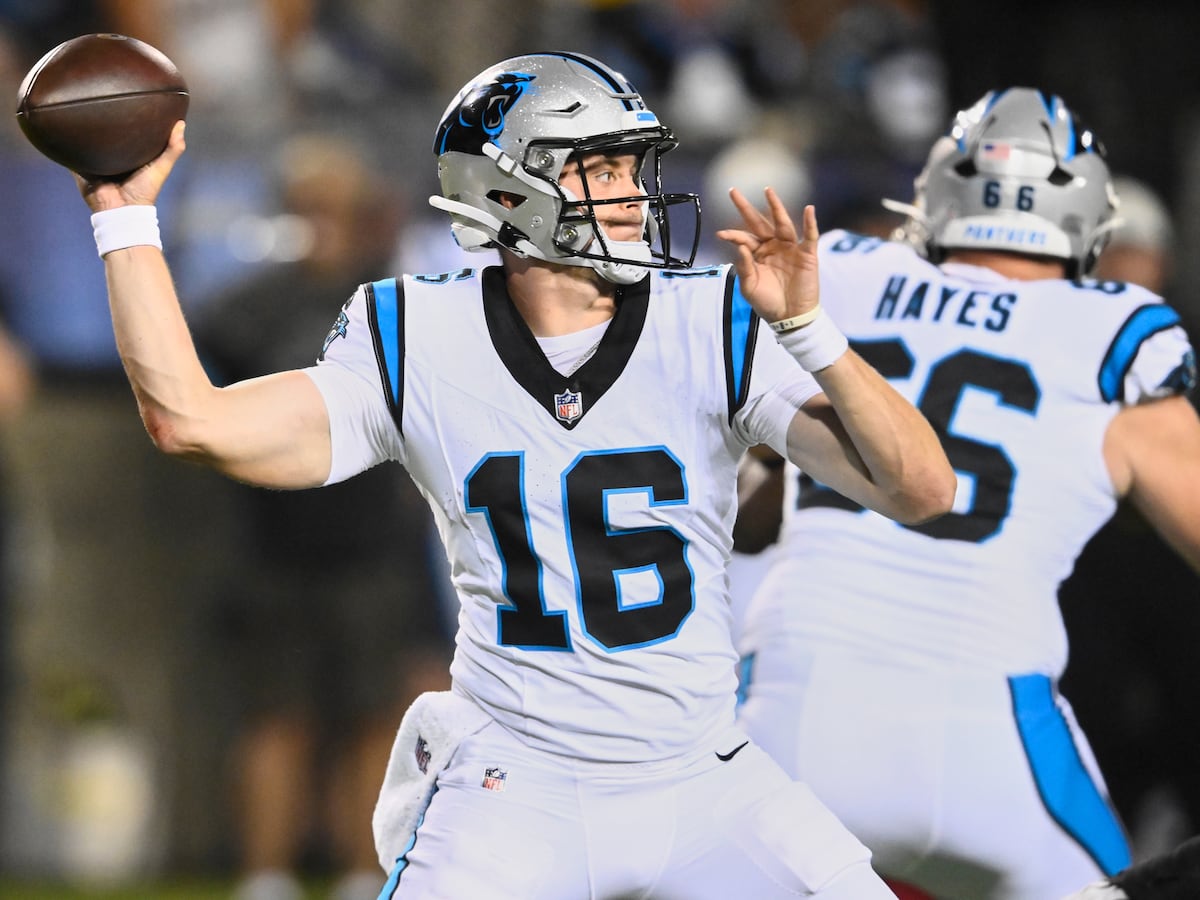 Image linked from the original feed: Undrafted rookie quarterback Haynes King leads Panthers to 33-30 comeback win over Cardinals
