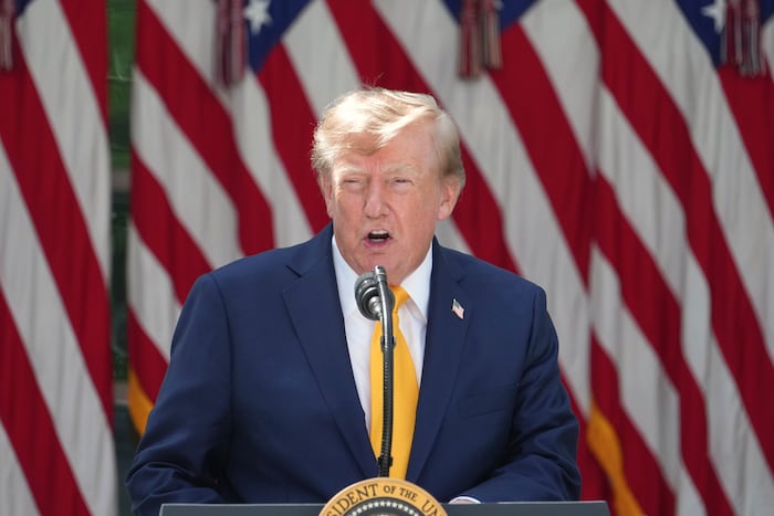 President Donald Trump speaks during a back to school event in the Rose Garden of the White House, Monday, Aug. 24, 2026, in Washington. (AP Photo/Alex Brandon) (Copyright 2026 The Associated Press. All rights reserved) (Alex Brandon/AP Photo/Alex Brandon)
