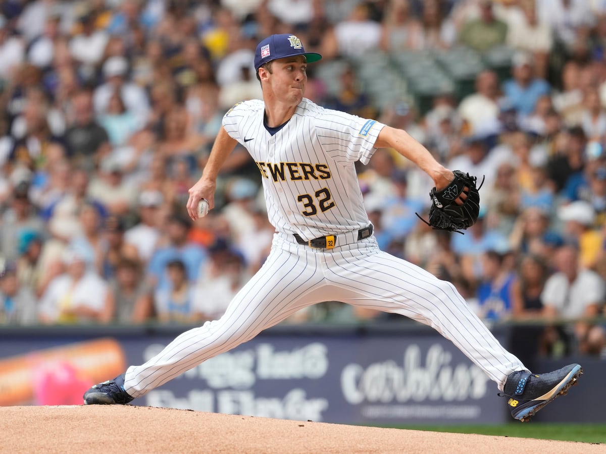 Image linked from the original feed: Jacob Misiorowski sets Brewers franchise record by starting game with 7 straight strikeouts