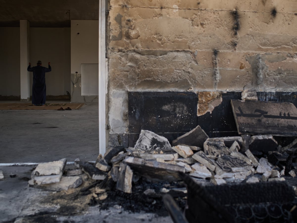 Image linked from the original feed: Mosques in West Bank are set on fire during a weekend of settler violence