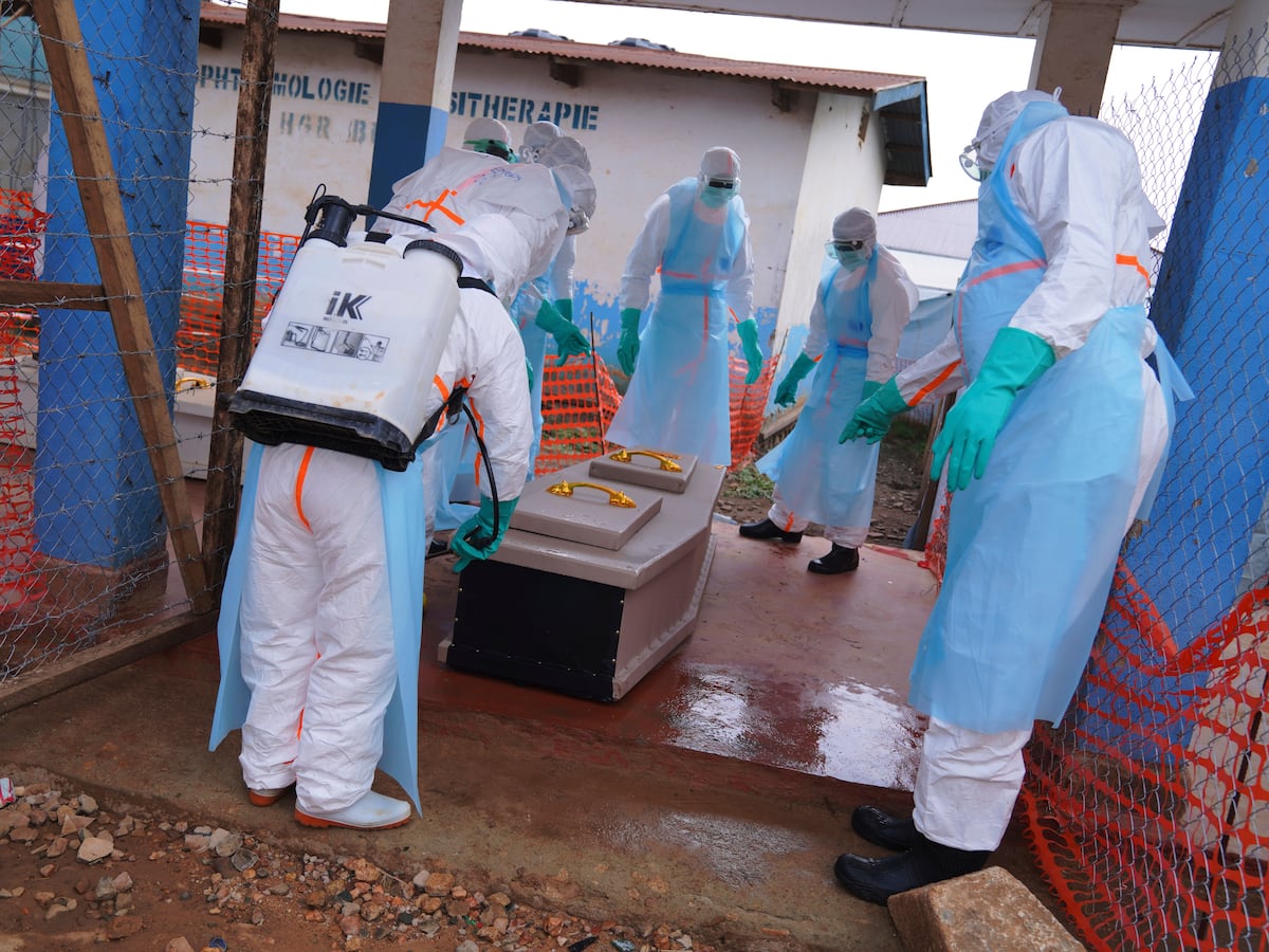 Image linked from the original feed: Dozens of health workers at epicenter of Congo’s Ebola outbreak protest lack of payment
