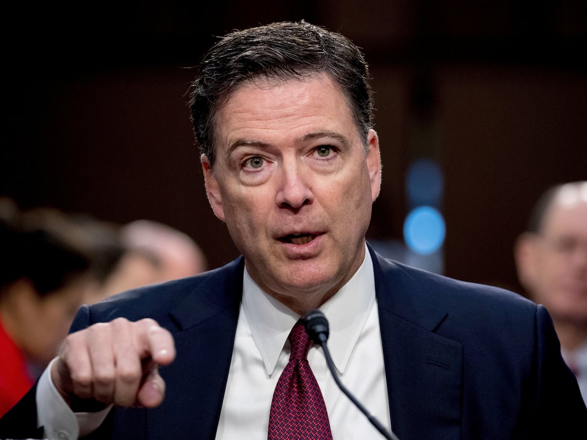 Image linked from the original feed: Comey says seashells post was political speech - not a threat - as he presses to dismiss charges