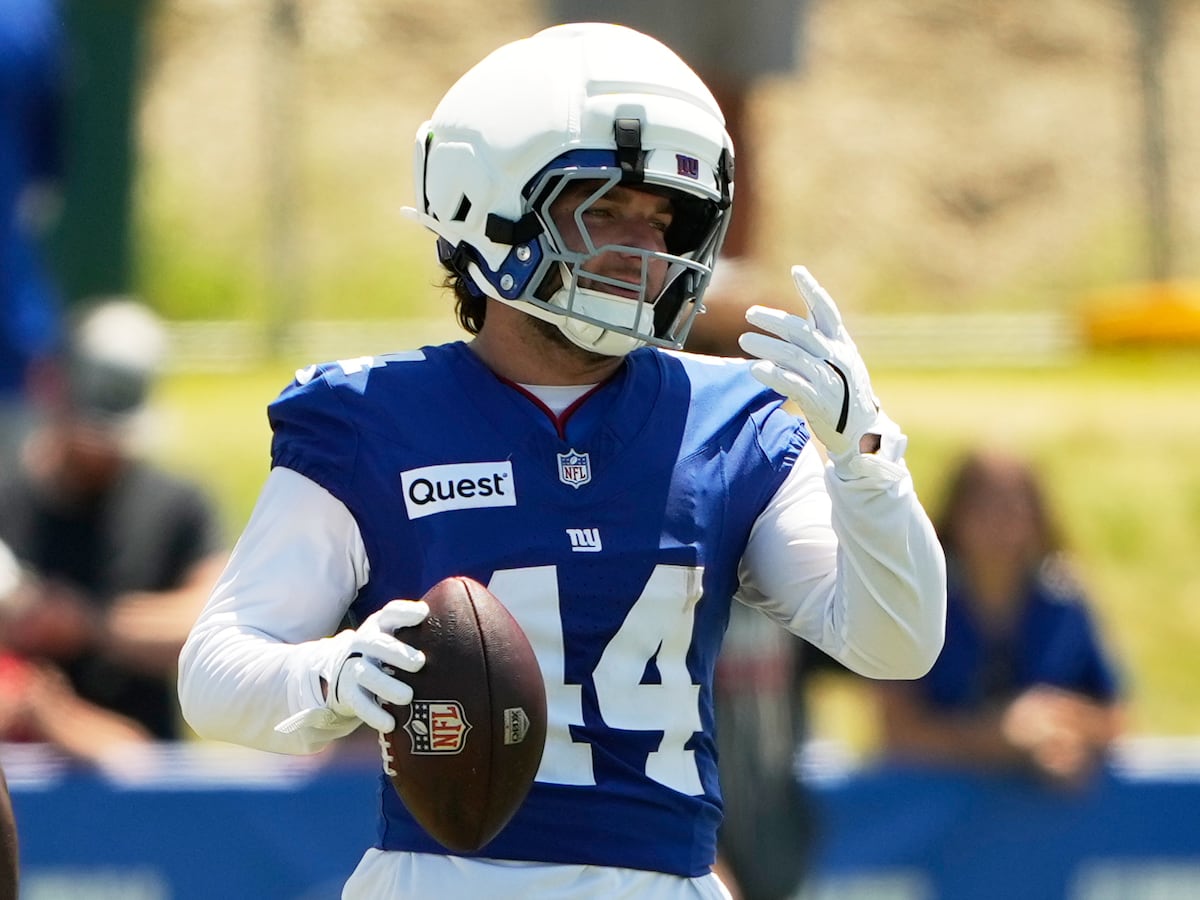 Image linked from the original feed: Giants running back Cam Skattebo is ready to play football and take a break from backflips
