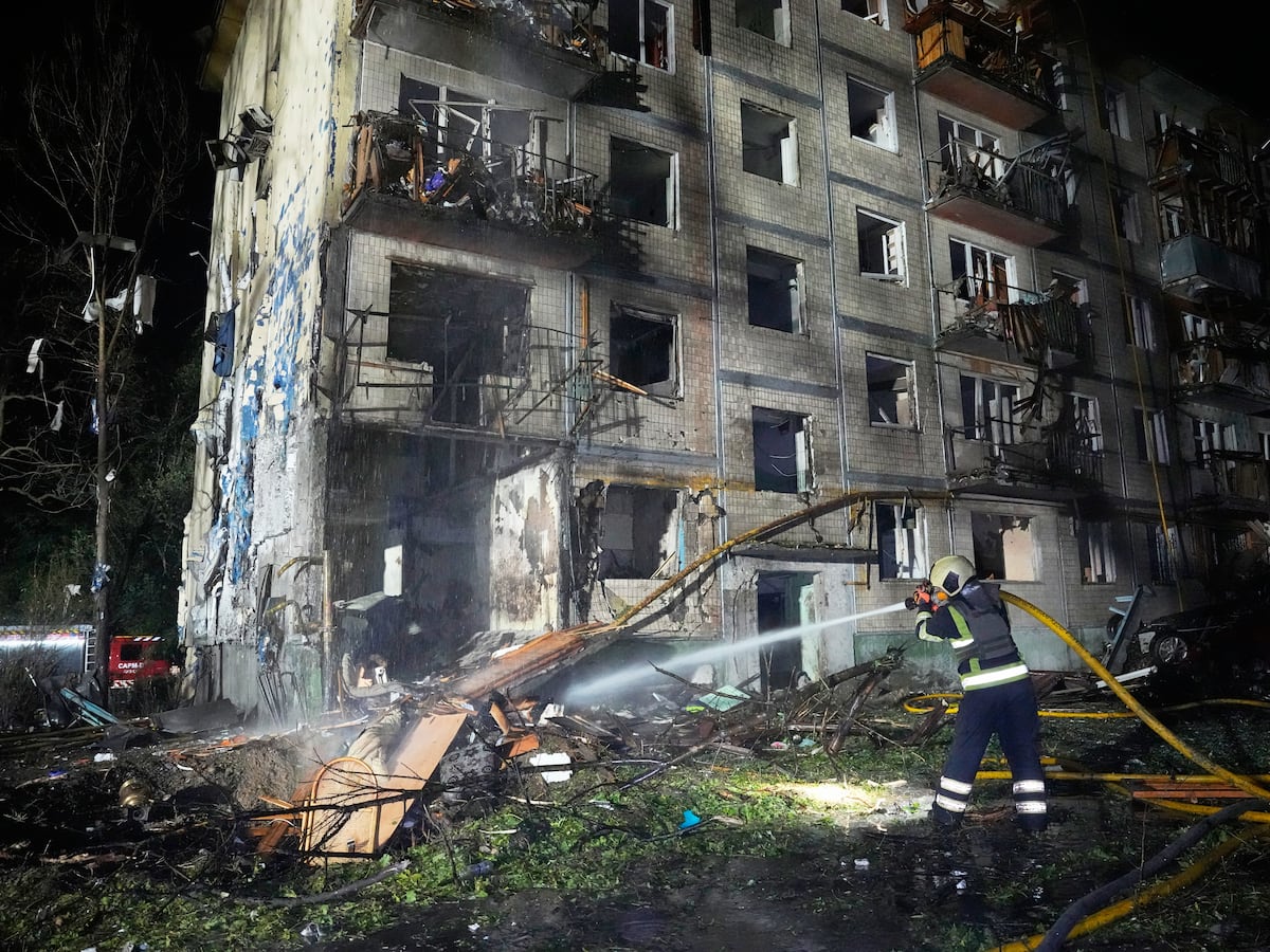 Image linked from the original feed: Russia hits Ukrainian capital with ballistic missiles and drones killing 3 and wounding over a dozen