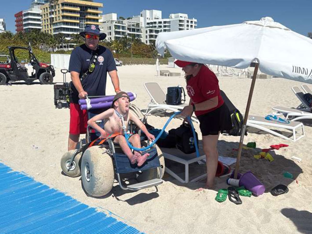 Dr. Moises Simpser VACC Camp participants have fun on the beach on Tuesday in Miami Beach.