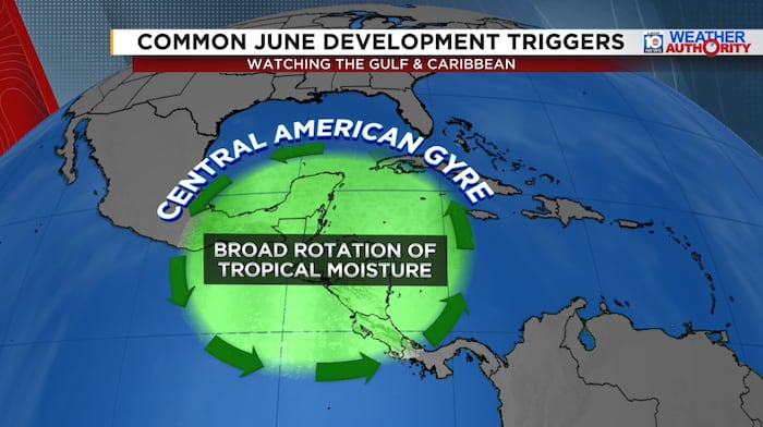Keeping an eye to the Central American gyre for late next week