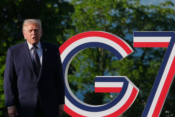 The Latest: Trump projects confidence about Iran deal as he meets global leaders for G7 summit
