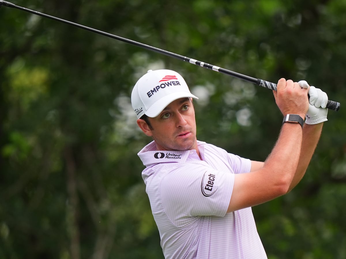 Image linked from the original feed: Davis Riley closes strong, takes 1-shot lead into final round of the last Rocket Classic in Detroit