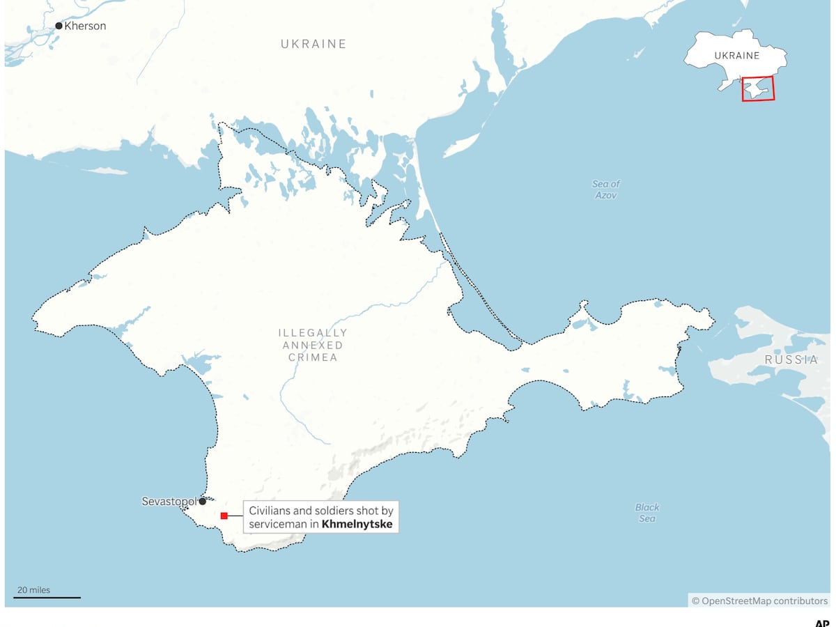 Image linked from the original feed: A serviceman in Russian-held Crimea shoots fellow soldiers and civilians, killing 4
