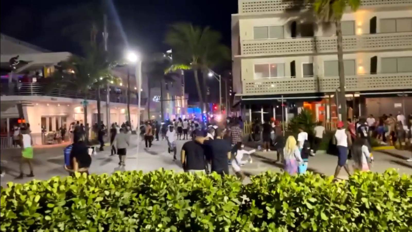 Miami Beach police officers shot pepper balls to disperse a crowd on Friday near Ocean Drive in South Beach. 
