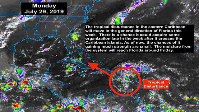 Tropical disturbance headed toward Florida this week