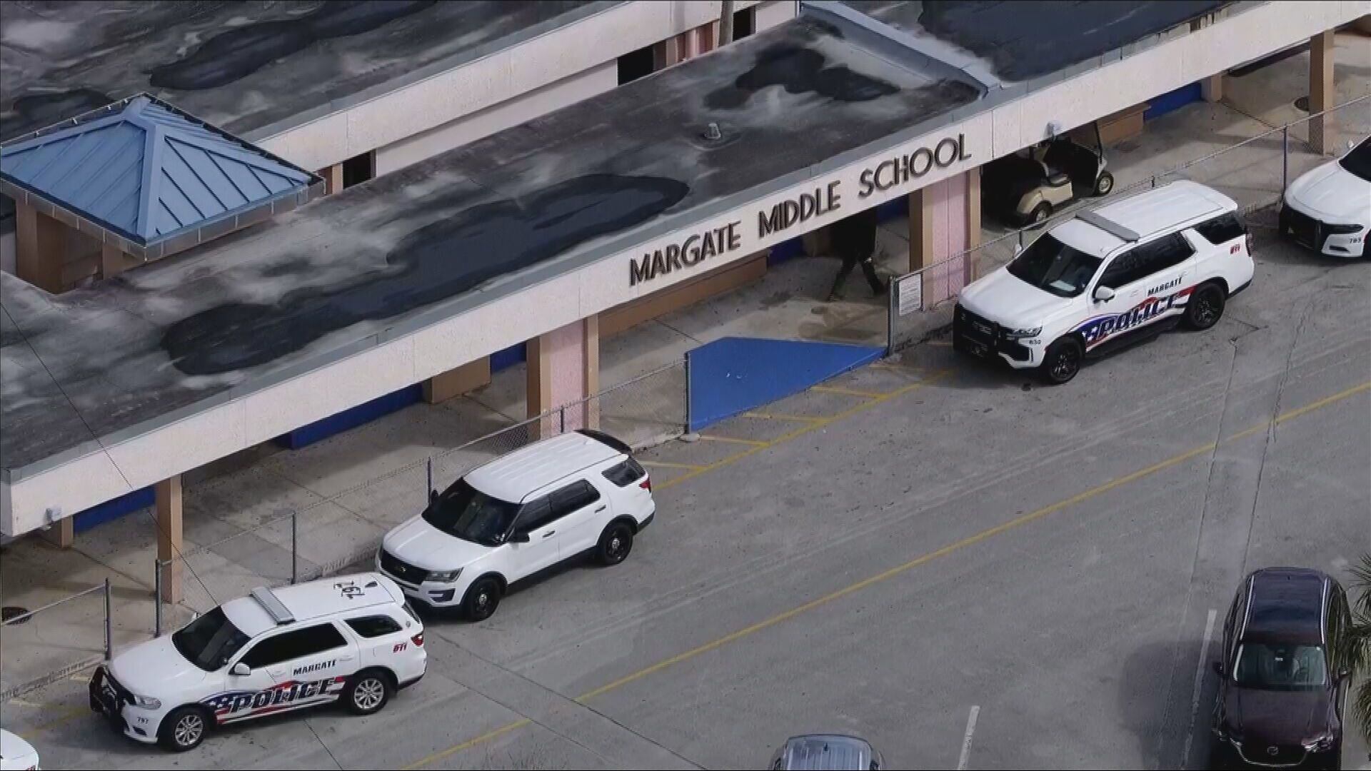 Margate Middle School was on lockdown on Monday afternoon, police said.