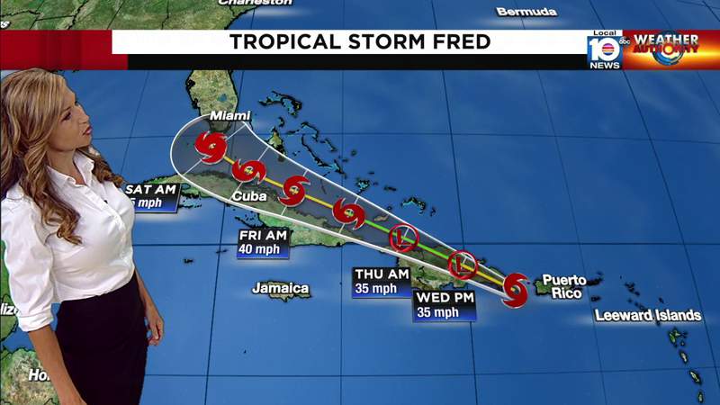 Tropical Storm Fred forms just south of Puerto Rico, Florida in cone of concern